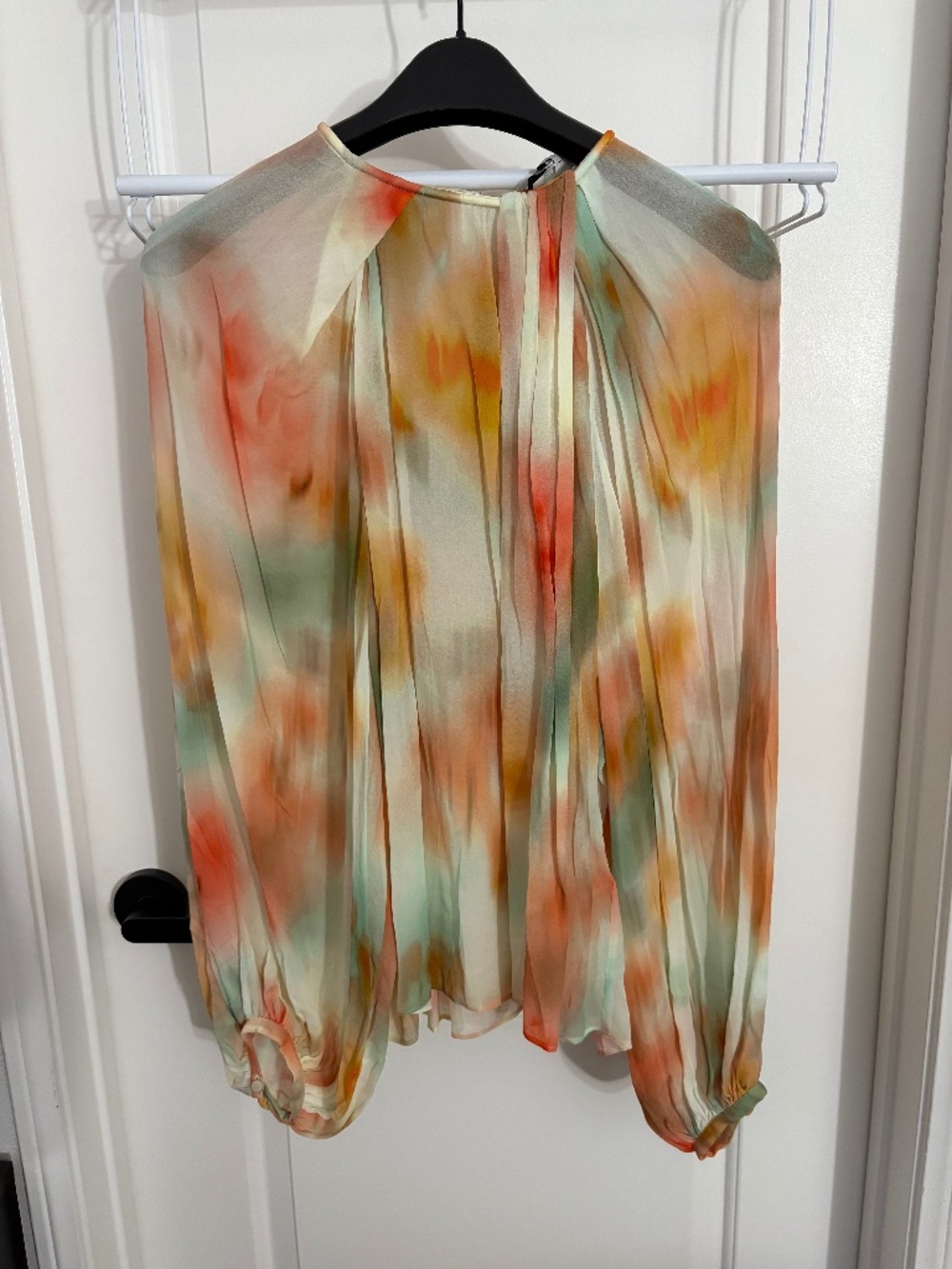 Banana Republic Chiffon Twist-Neck Top Multicolor Orange Green Women’s Size M